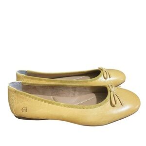 Born Yellow Sunflower Leather Ballet Bow Comfort Flats Shoes sz 9 NIB
